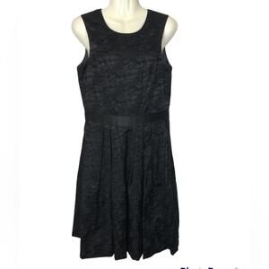 Pink Tartan Dress Sleeveless Fit and Flare Textured Black Brocade Camo Fabric